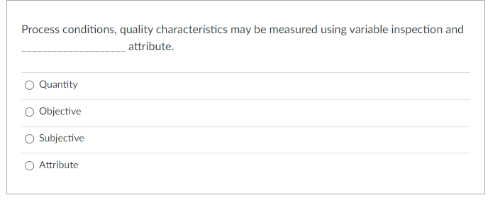 Process conditions, quality characteristics may