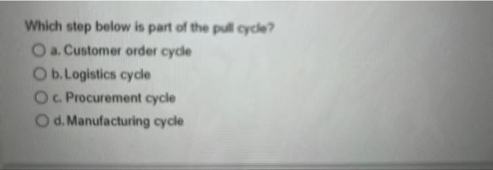 Which step below is part of the pull cycle? O a.