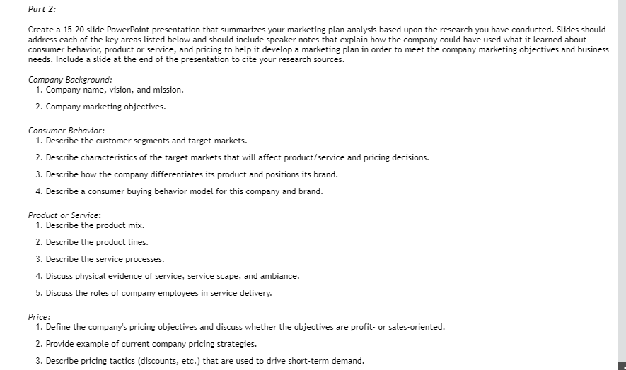 Marketing Plan Analysis and Presentation: Part 2