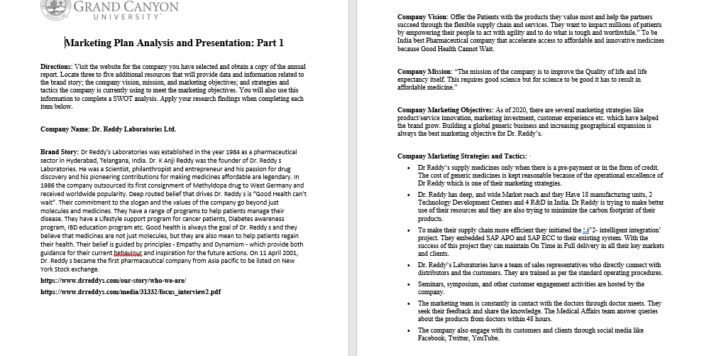 Marketing Plan Analysis and Presentation: Part 2