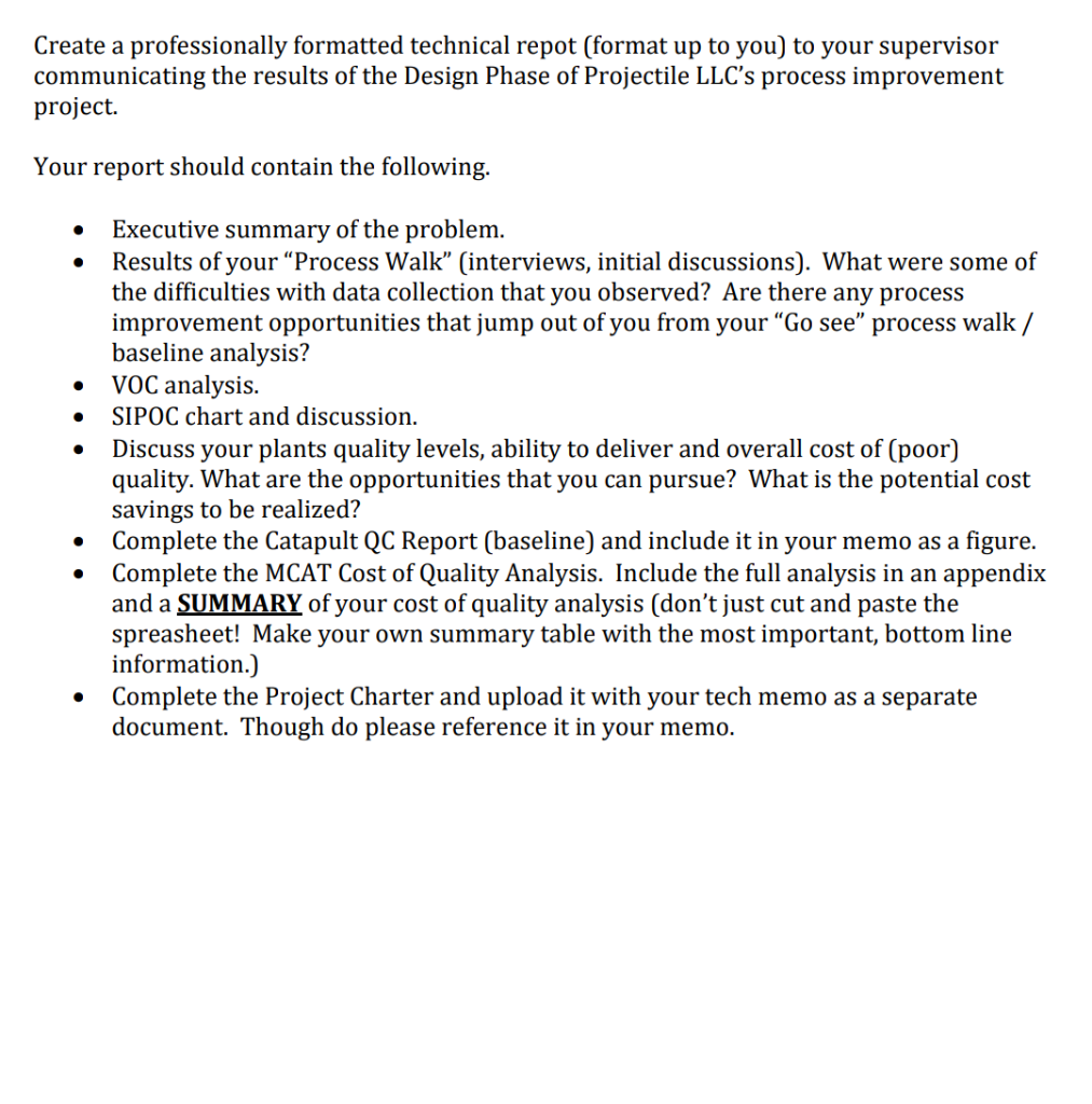 Create a professionally formatted technical repot
