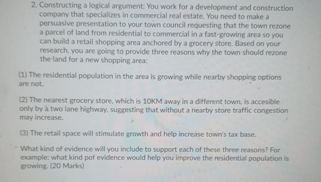 2. Constructing a logical argument: You work for