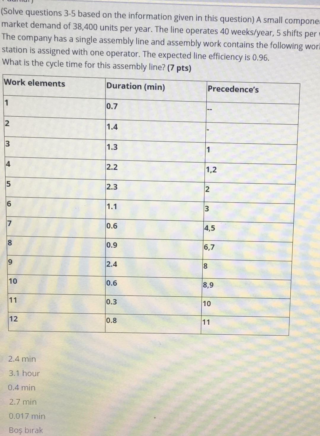 (Solve questions 3-5 based on the information