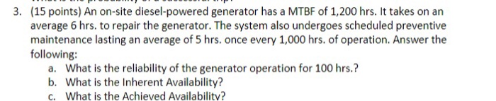 asap please, will rate 3. (15 points) An on-site