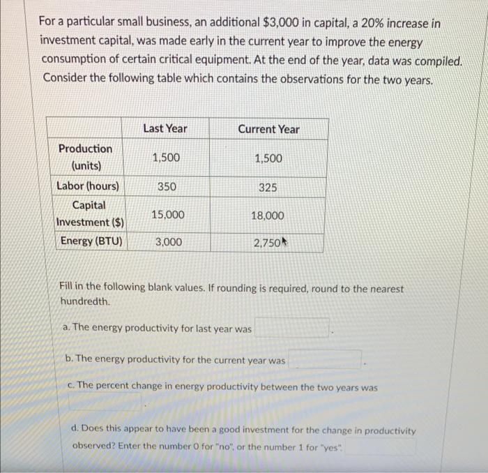 For a particular small business, an additional