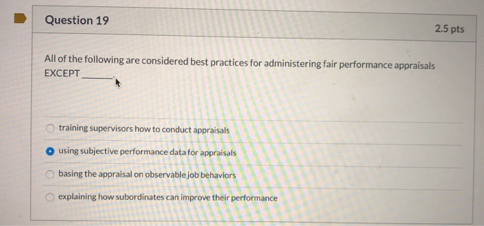 Question 16 2.5 pts Which of the following best