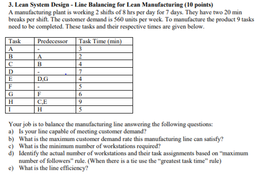 3. Lean System Design - Line Balancing for Lean