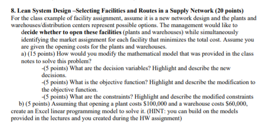 8. Lean System Design -Selecting Facilities and