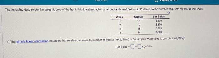a) The simple linear regression equation that