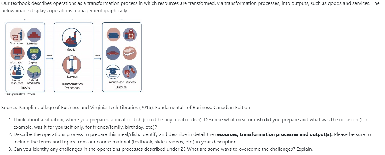 ' Our textbook describes operations as a