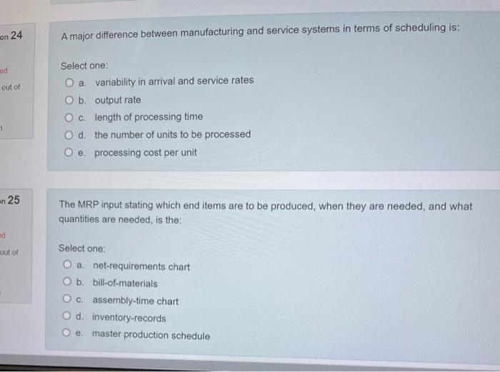 on 24 . A major difference between manufacturing