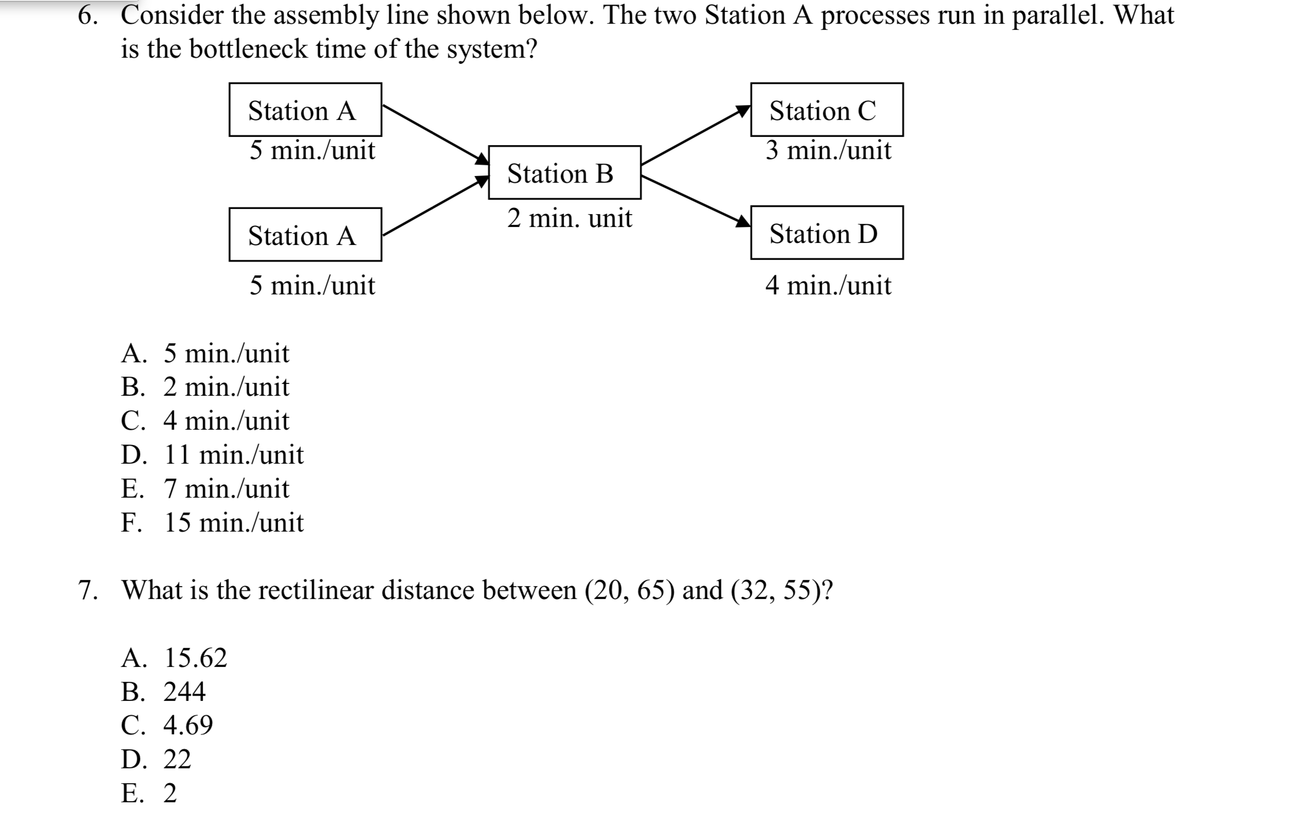 6. Consider the assembly line shown below. The