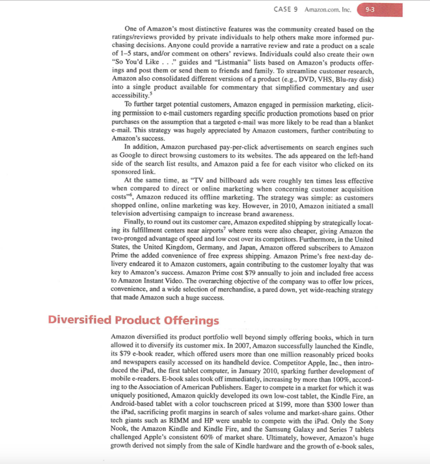 Read the attached case on Amazon.com, Inc., then