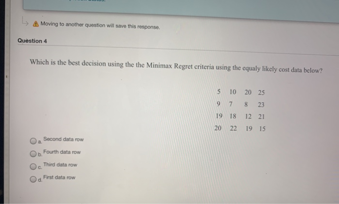 Moving to another question will save this