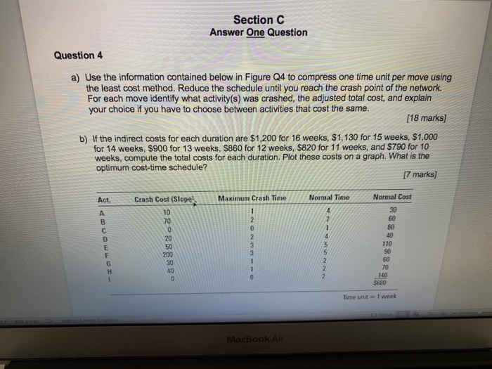 Section C Answer One Question Question 4 a) Use