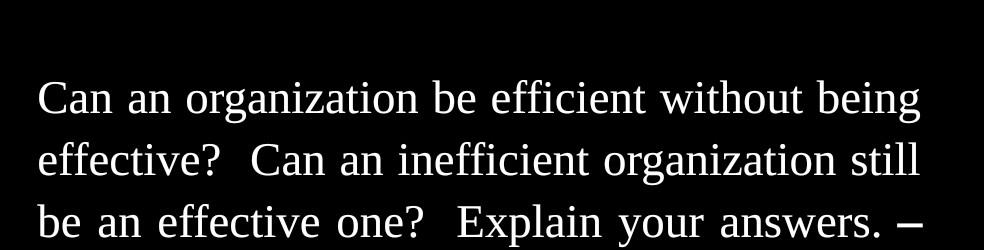 Can an organization be efficient without being