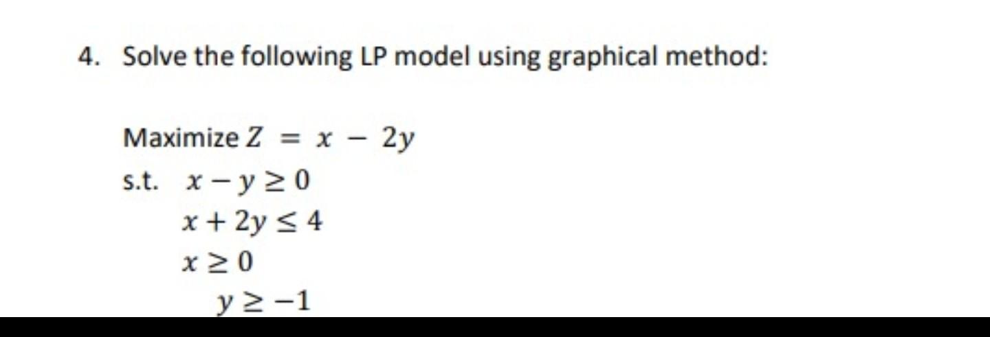 4. Solve the following LP model using graphical