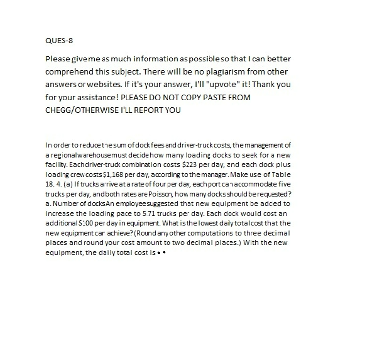 Please do not copy Chegg otherwise I will give