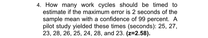 4. How many work cycles should be timed to