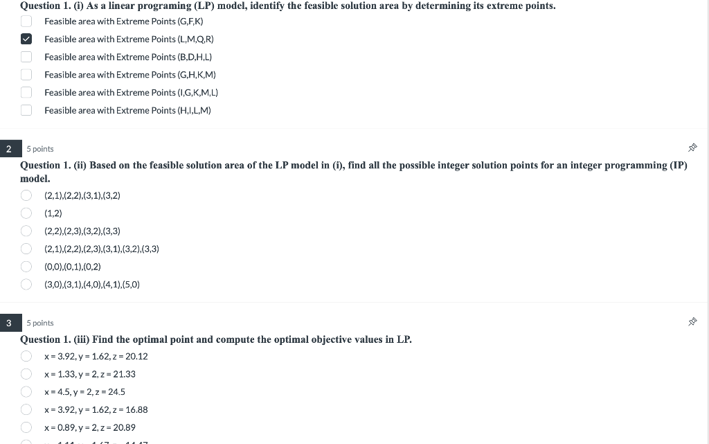 1 10 points An optimization programming model is