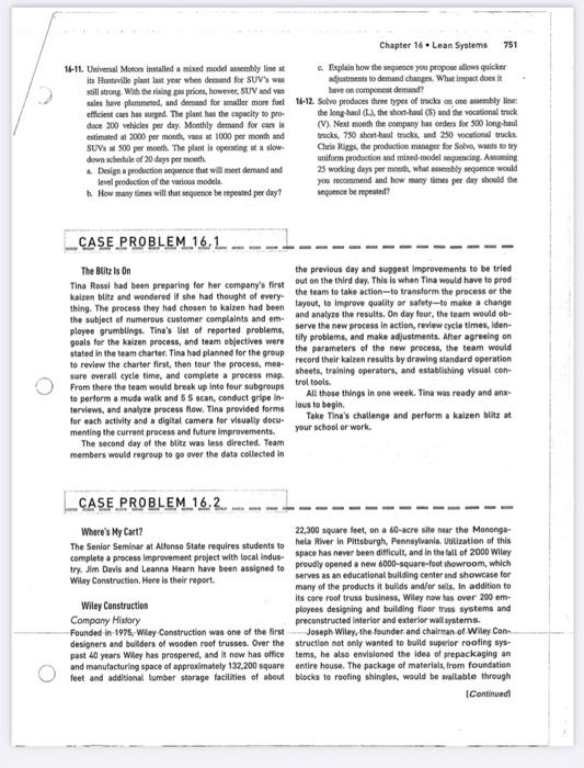 Answer Question 1 & 2 751 Chapter 16. Lean