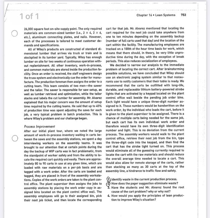 Answer Question 1 & 2 751 Chapter 16. Lean