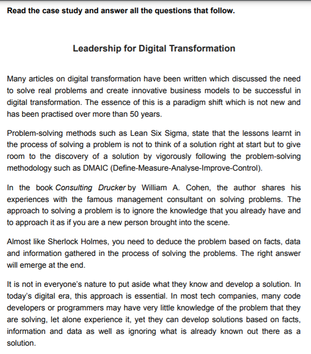 Read the case study and answer all the questions