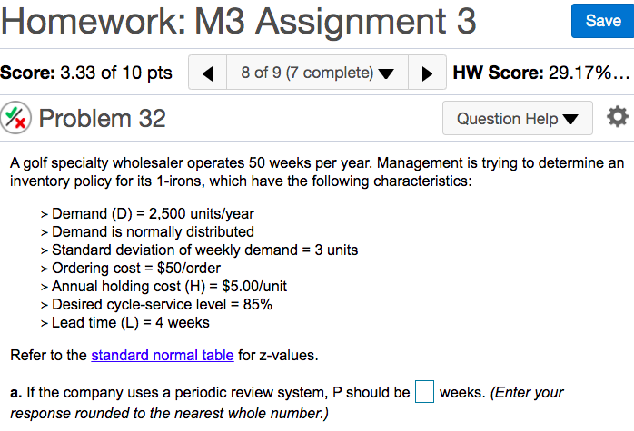 Homework: M3 Assignment 3 Problem 32 Problem 5