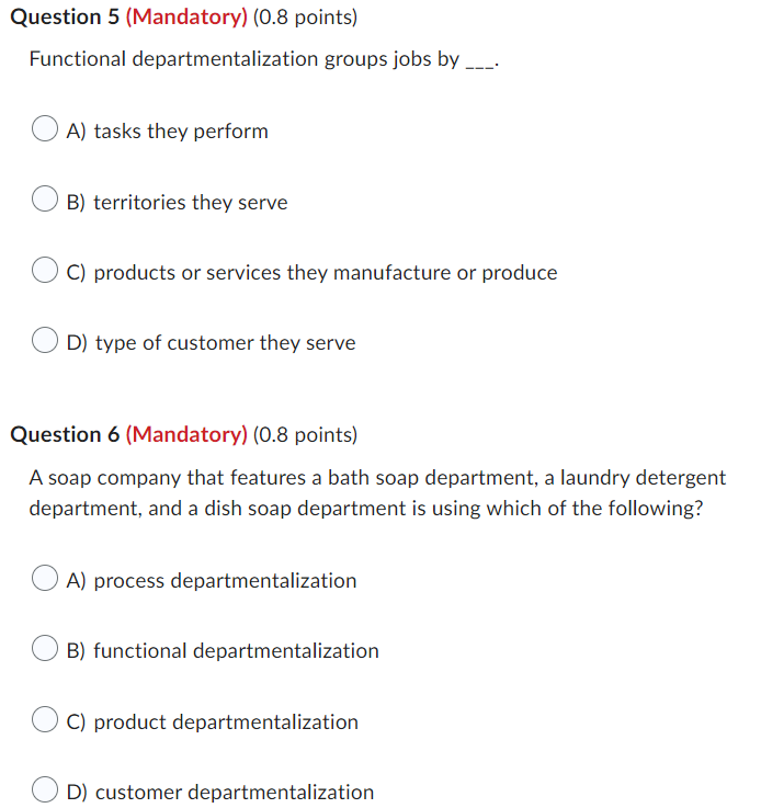 Question 5 (Mandatory) (0.8 points) Functional