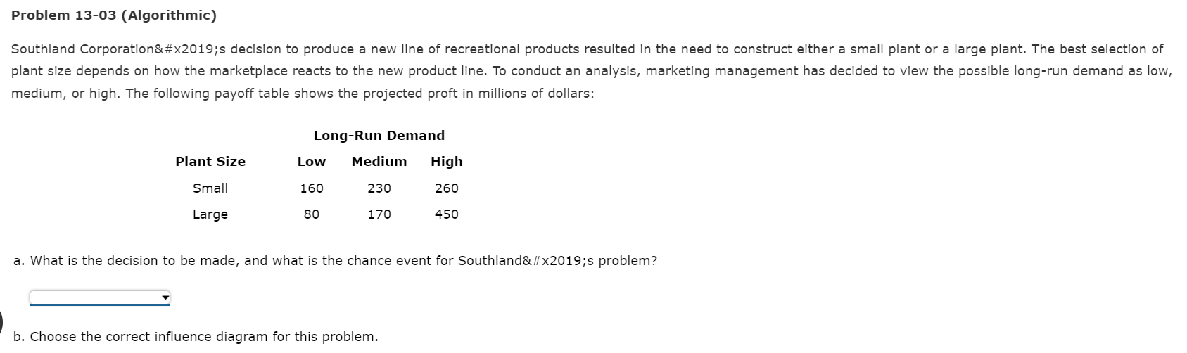 Problem 13-03 (Algorithmic) Southland