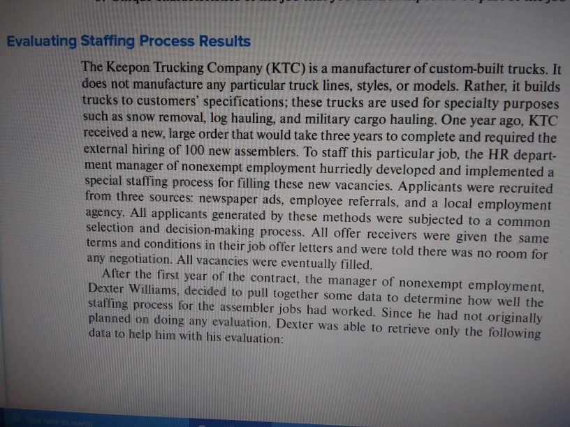 Read "Evaluating Staffing Process Results" and