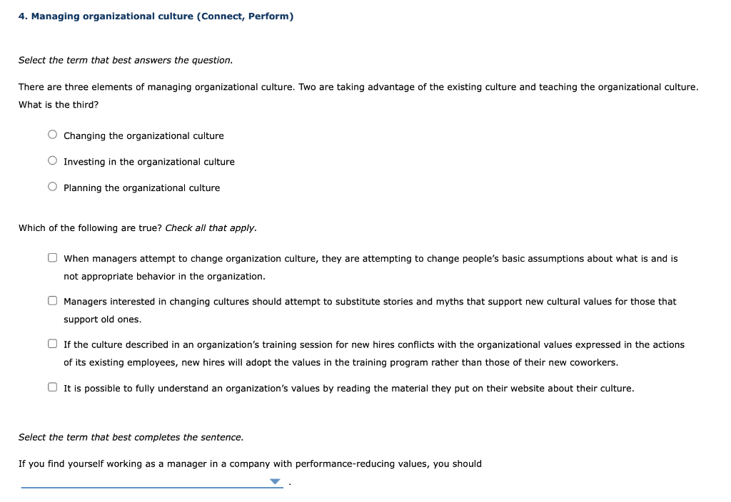 4. Managing organizational culture (Connect,