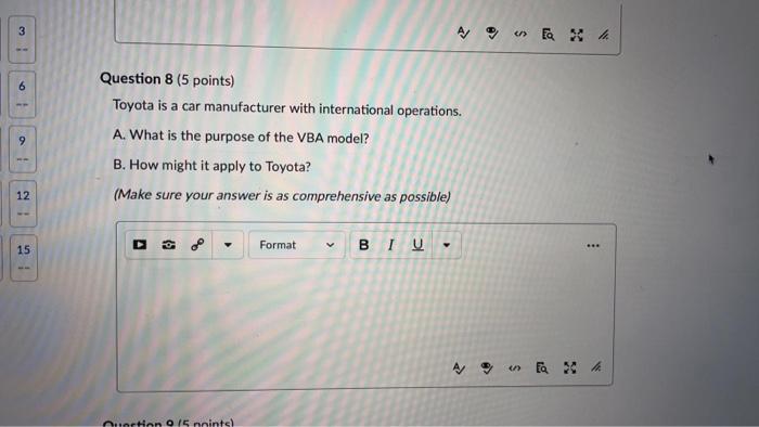 3 4. Ea Xh 9 Question 8 (5 points) Toyota is a