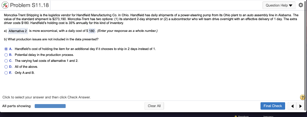 I need B.) answered, please. Problem S11.18