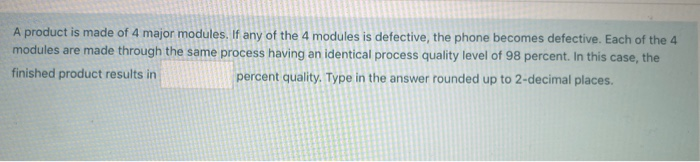 A product is made of 4 major modules. If any of