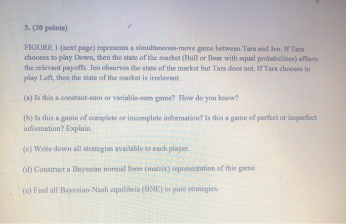 5. (20 points) FIGURE 1 (next page) represents a