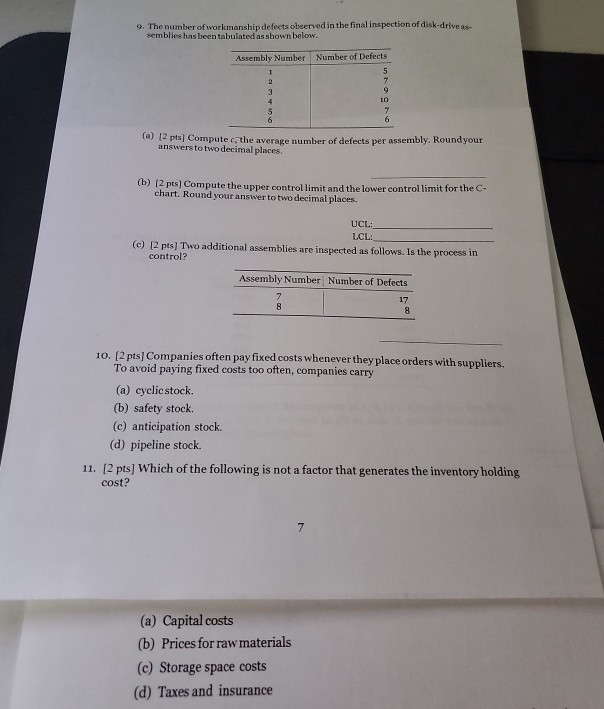 please answer 9 to 11 9. The number of