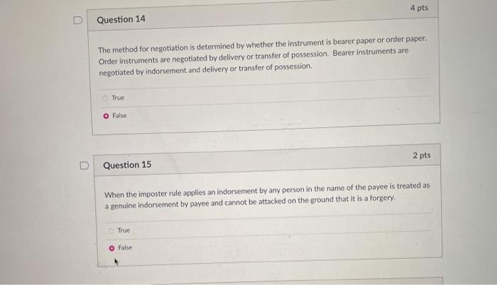 4 pts D Question 14 The method for negotiation is