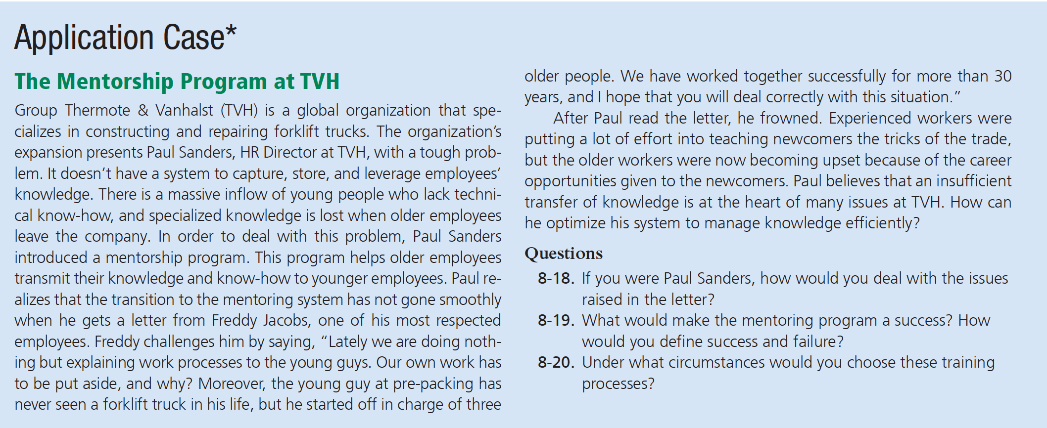 Application Case* The Mentorship Program at TVH