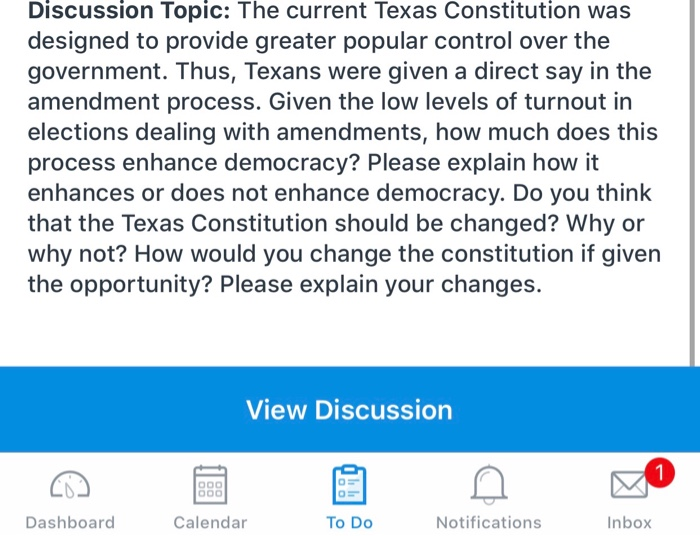 please help Discussion Topic: The current Texas