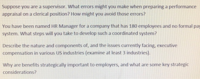 Suppose you are a supervisor. What errors might