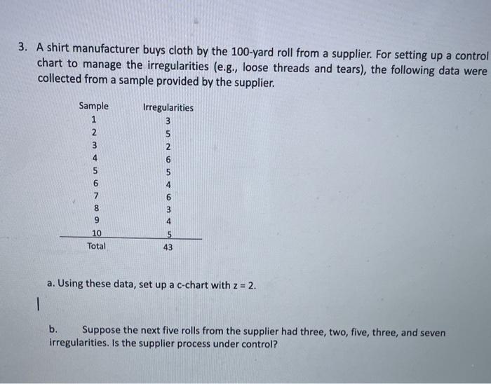 3. A shirt manufacturer buys cloth by the 100