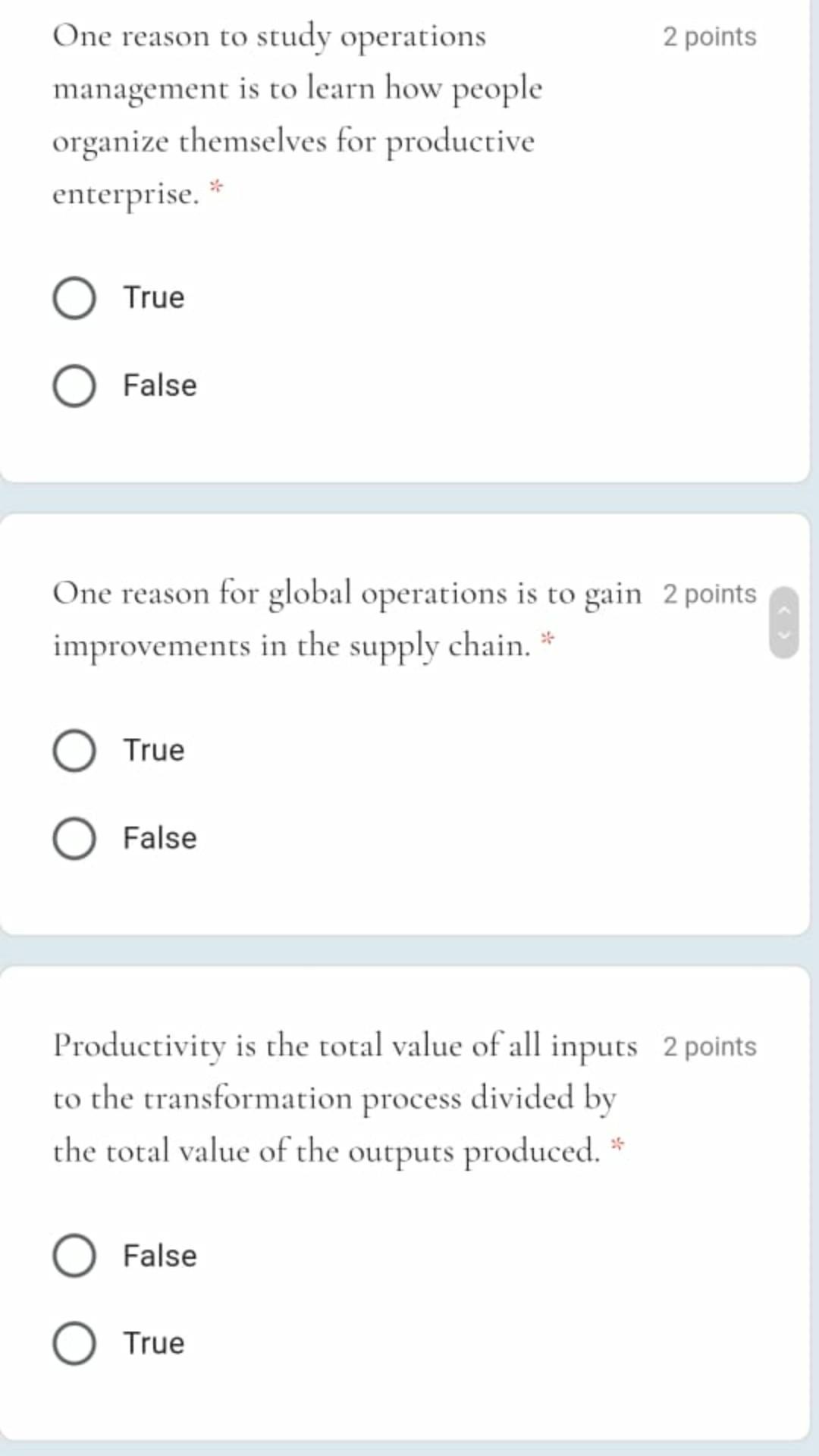 2 points One reason to study operations