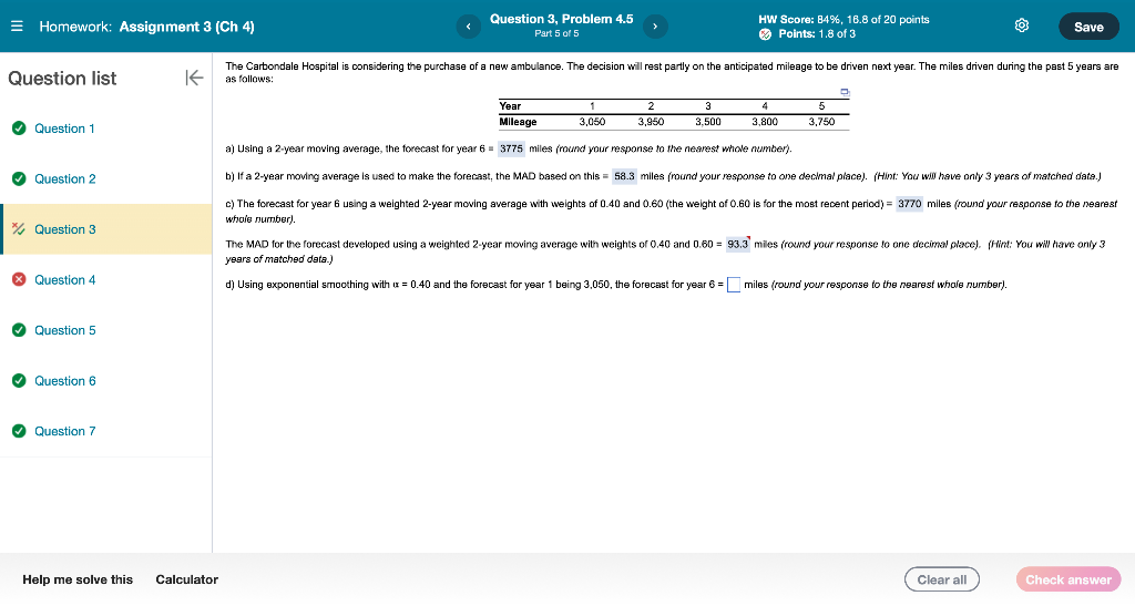a) Using a 2-year moving average, the forecast