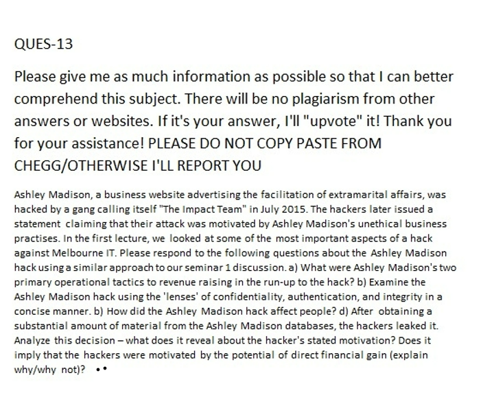 please do not copy Chegg or I will give you a