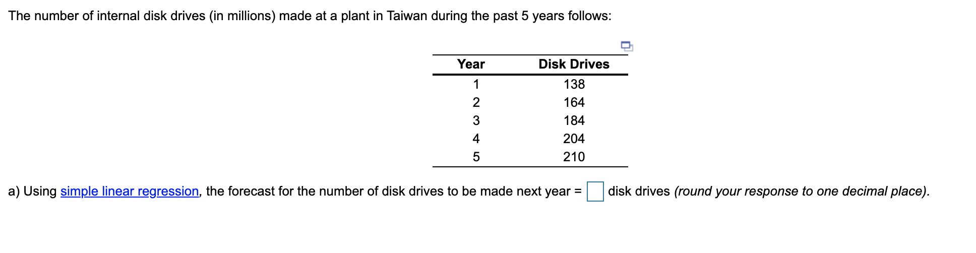 b) The mean squared error (MSE) when using simple