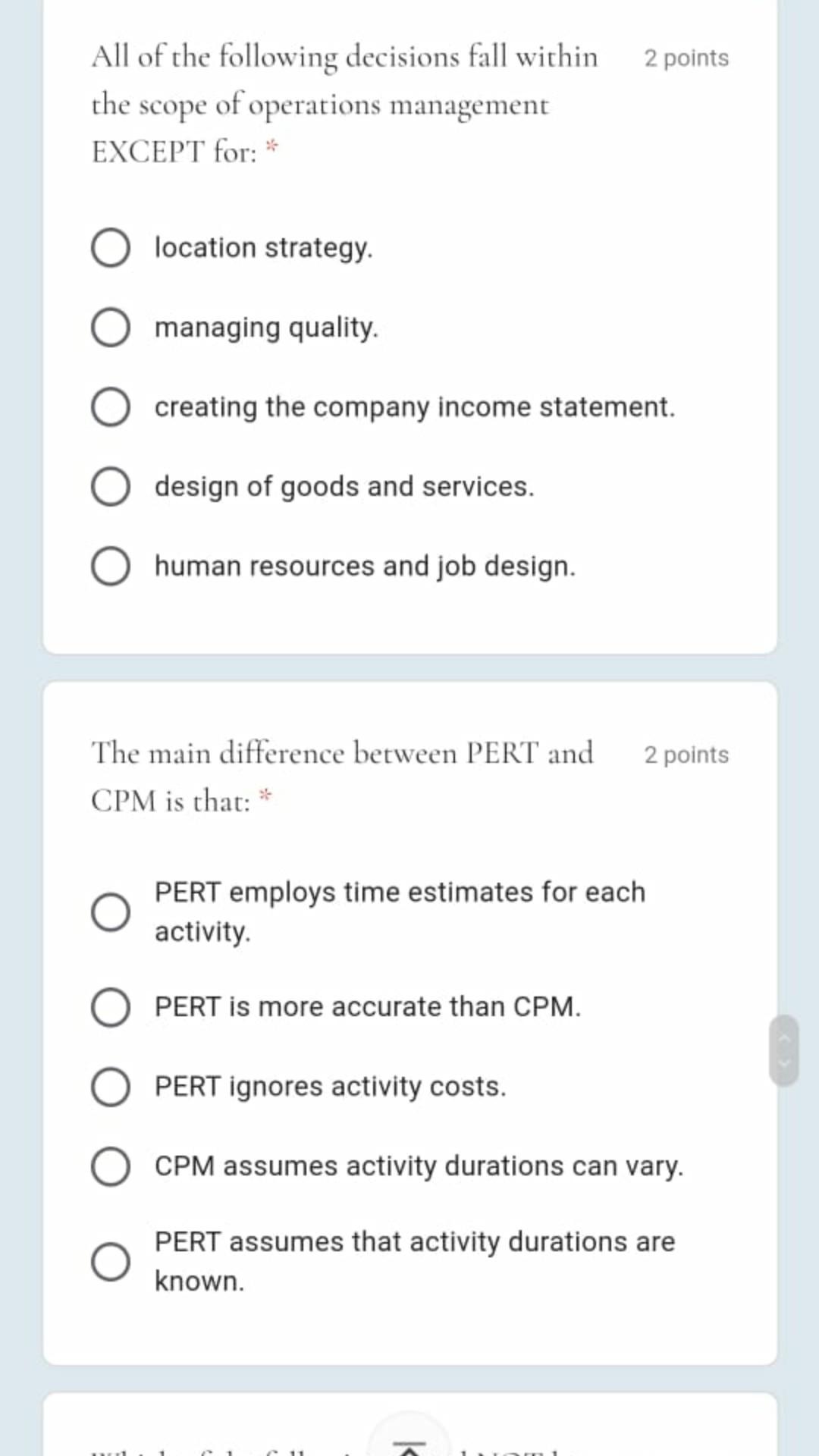 2 points One reason to study operations