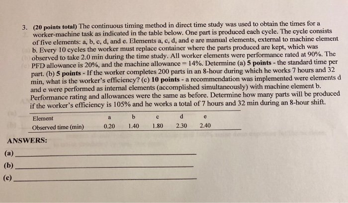 Ind. Engineering steps pls 3. (20 points total)