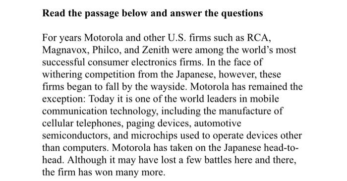 answer questions 4 & 5 fully . Read the passage
