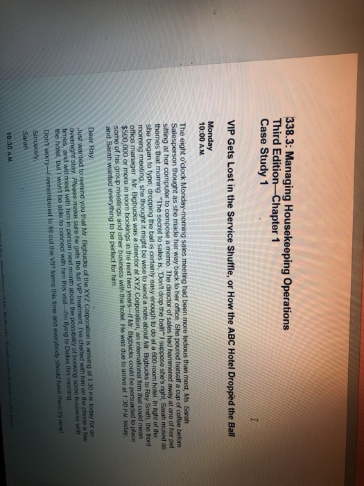 338.3: Managing Housekeeping Operations Third